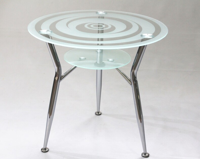 Круглый стол со стеклянной столешницей Квадро 18-3 с узором Орбита