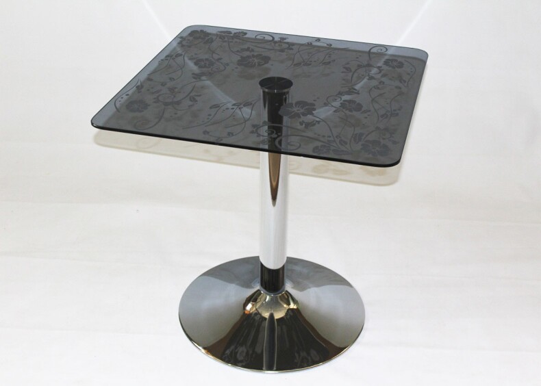Квадратный стеклянный стол Троя 10-К серый с узором № 6-М
