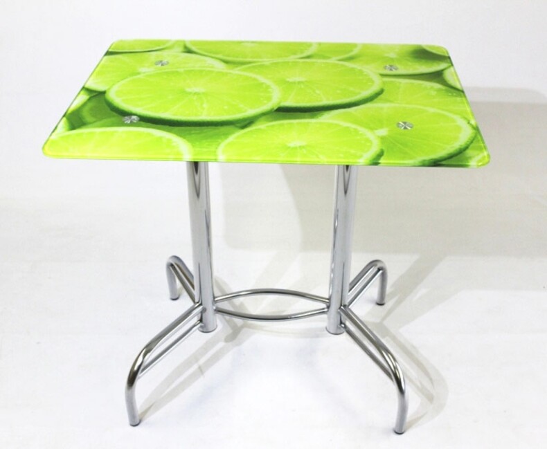 Прямоугольный стол со стеклянной столешницей Этюд 10 с фотопечатью Лайм