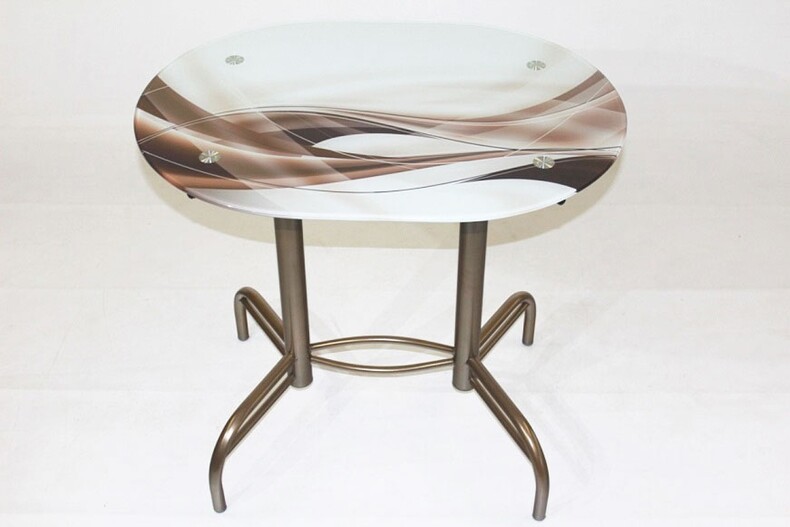 Овальный стол из стекла Этюд 23 с фотопечатью Абстракция