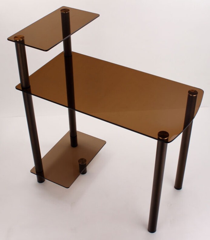 Стеклянный компьютерный стол КС 02 бронзовый