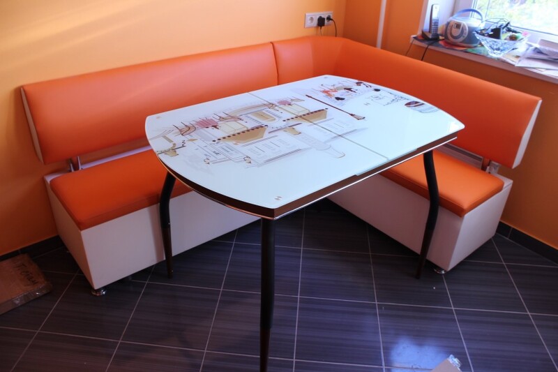 Стеклянный раздвижной стол Галактика с фотопечатью Французское кафе