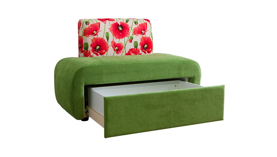 Прямой кухонный диван для маленькой кухни  раскладной со спальным местом ДВ07 зеленый