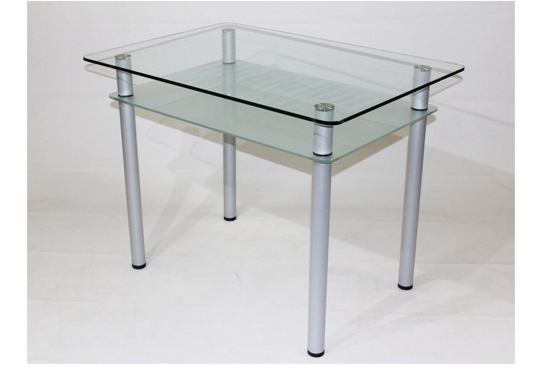 Прямоугольный стол из стекла Эдель 11 прозрачный с матовым подстольем