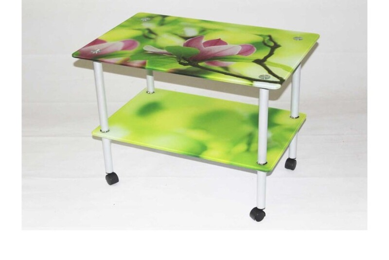 Прямоугольный журнальный стеклянный столик Эвита 08 (750х500) с фотопечатью Цветы
