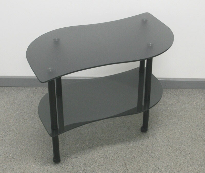 Журнальный стеклянный столик Эвита 03 (840х530) серый матовый