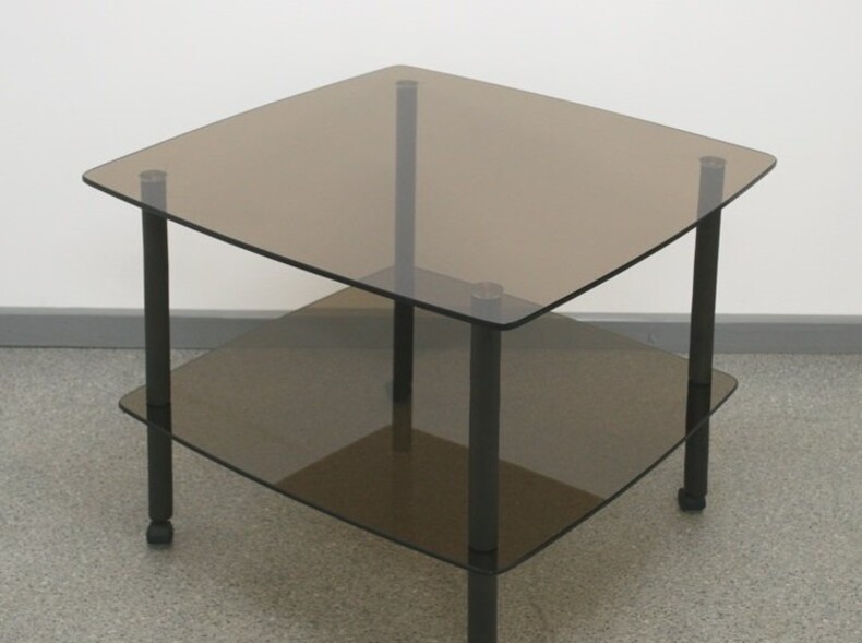 Квадратный журнальный стеклянный столик Эвита 05 (650х650) бронзовый