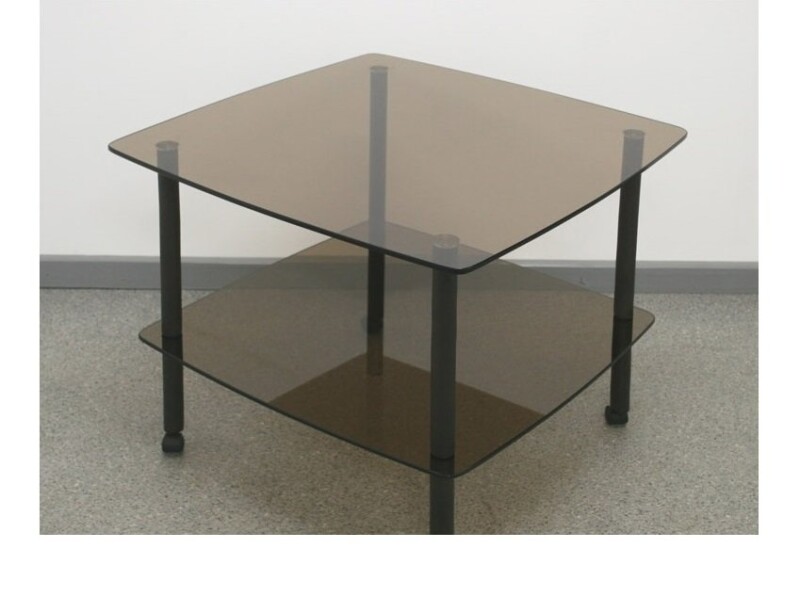 Квадратный журнальный стеклянный столик Эвита 05 (650х650) бронзовый