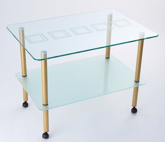 Журнальный стеклянный стол Эвита 08 (750х500) прозрачный с узором на стекле