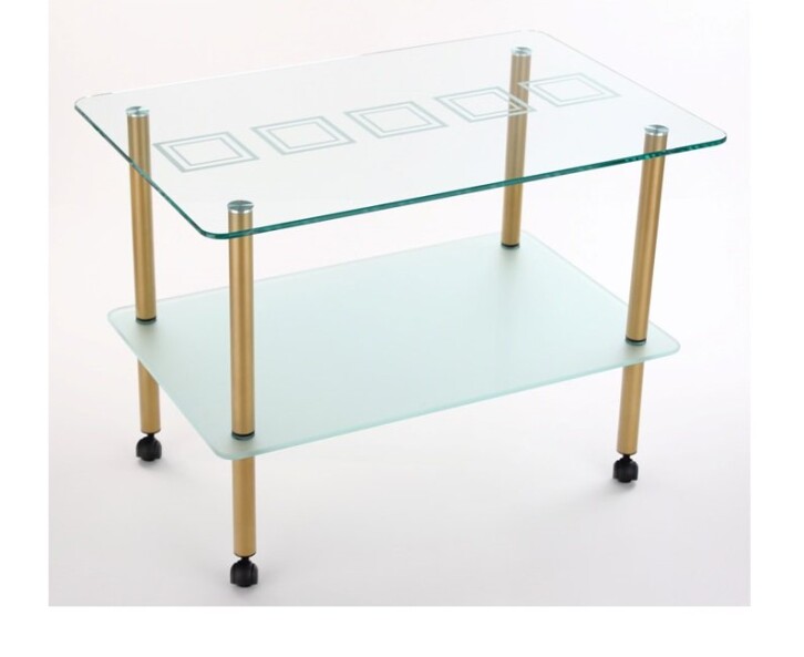 Журнальный стеклянный стол Эвита 08 (750х500) прозрачный с узором на стекле