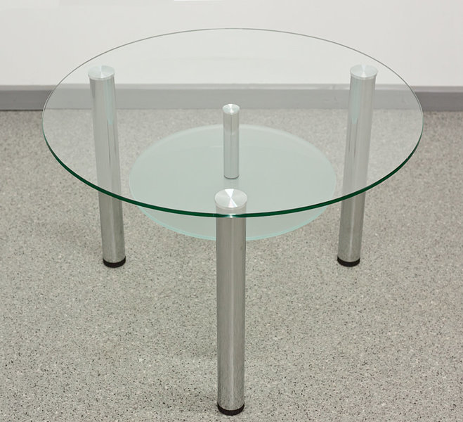 Кофейный стеклянный столик Модерн 04 (700х700) прозрачный с матовым подстольем