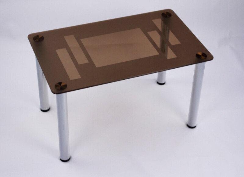 Кофейный стол из стекла Модерн 01 бронзовый с узором на стекле