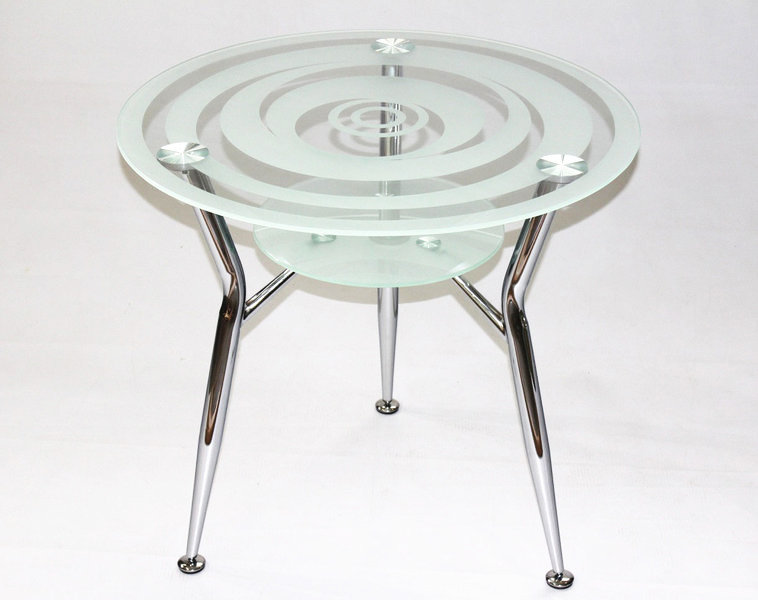 Круглый стол со стеклянной столешницей Квадро 18-3 с узором Орбита