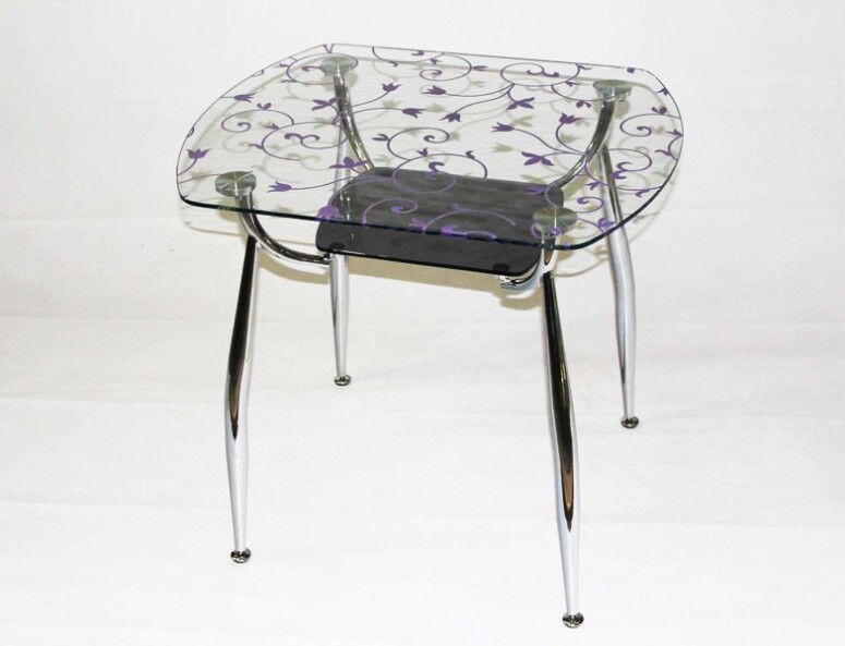 Кухонный стол из стекла Вокал 32  с фотопечатью Цветочный узор