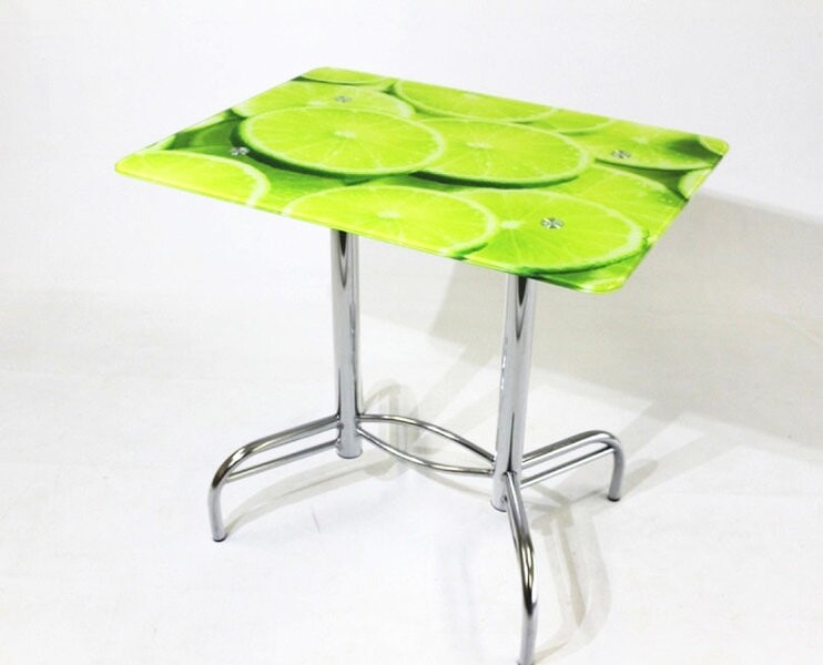 Прямоугольный стол со стеклянной столешницей Этюд 10 с фотопечатью Лайм