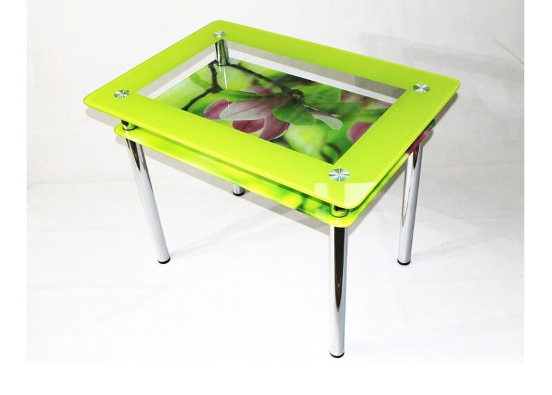 Прямоугольный стол из стекла Эдель 11 с фотопечатью Цветы
