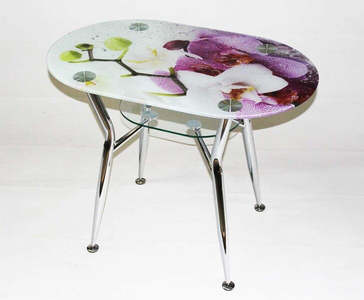 Овальный стол из стекла Квадро 23 с фотопечатью Орхидея