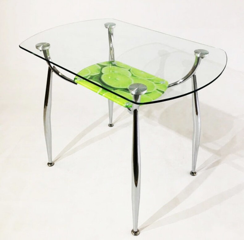 Прямоугольный стол со стеклянной столешницей Вокал 32 с фотопечатью Лайм на подстолье