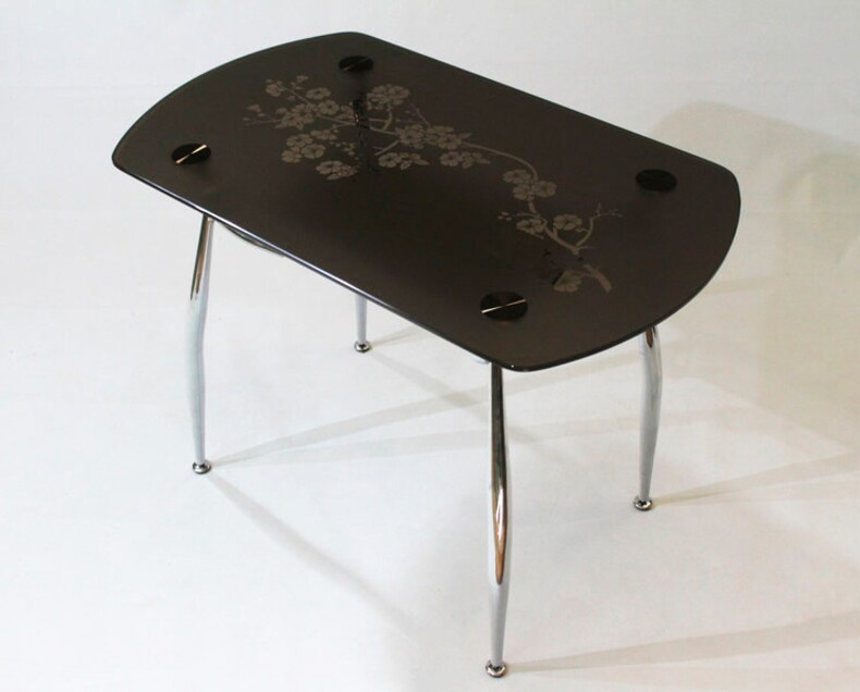 Прямоугольный стеклянный стол Вокал 32 бронзовый с узором Сакура-П