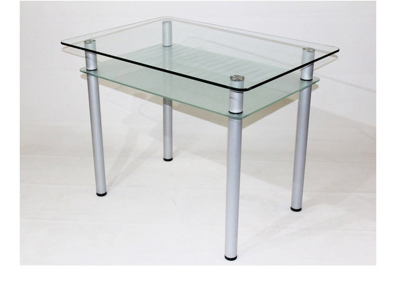 Прямоугольный стол из стекла Эдель 11 прозрачный с матовым подстольем
