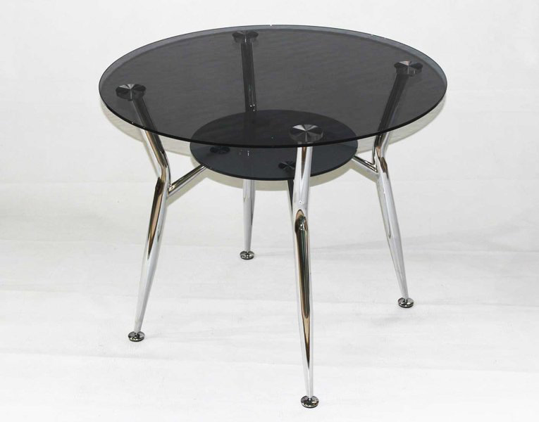 Круглый стол со стеклянной столешницей Квадро 18-4 серый