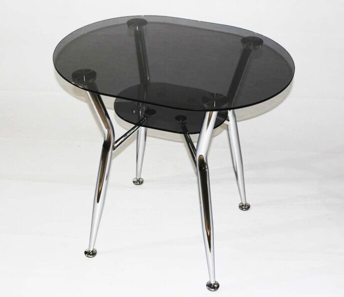 Овальный стол со стеклянной столешницей Квадро 23 серый