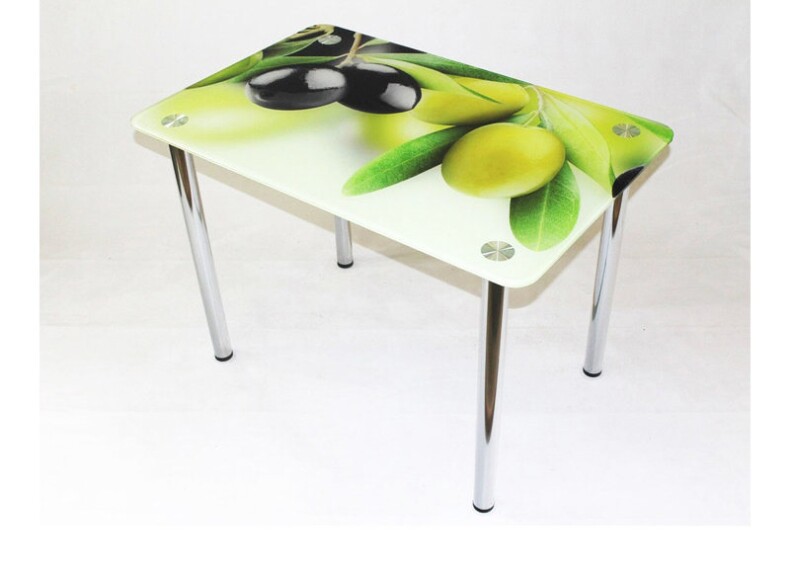 Стеклянный кухонный стол Эдель 10 с фотопечатью Оливки