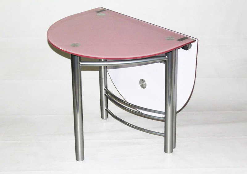 Стеклянный раскладной стол-трансформер Опус овальный с розовой фотопечатью