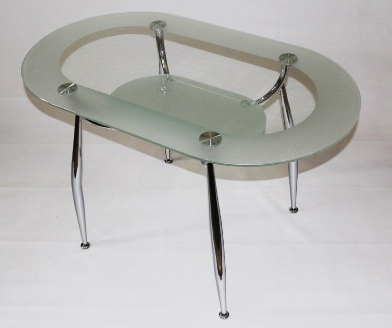 Стеклянный стол на кухню Вокал 23 с матовым кантом и матовым подстольем