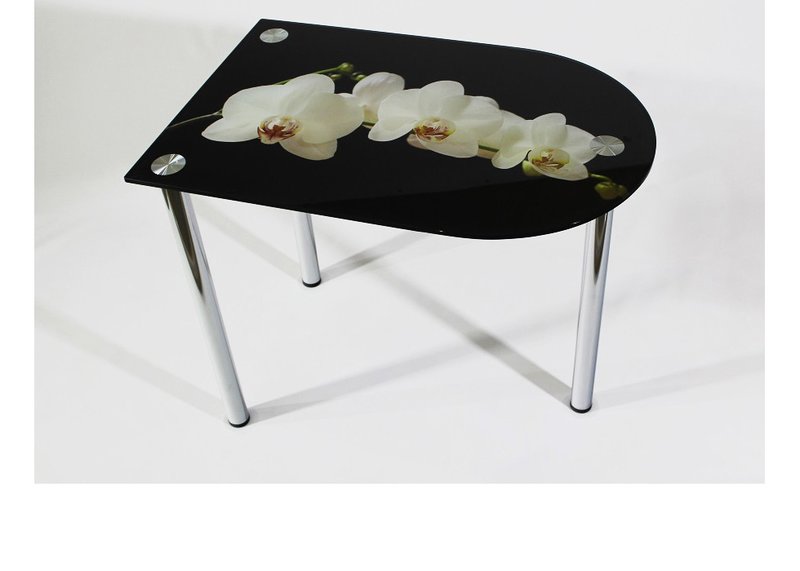 Стеклянный кухонный стол Эдель 30/3 с фотопечатью Белая орхидея