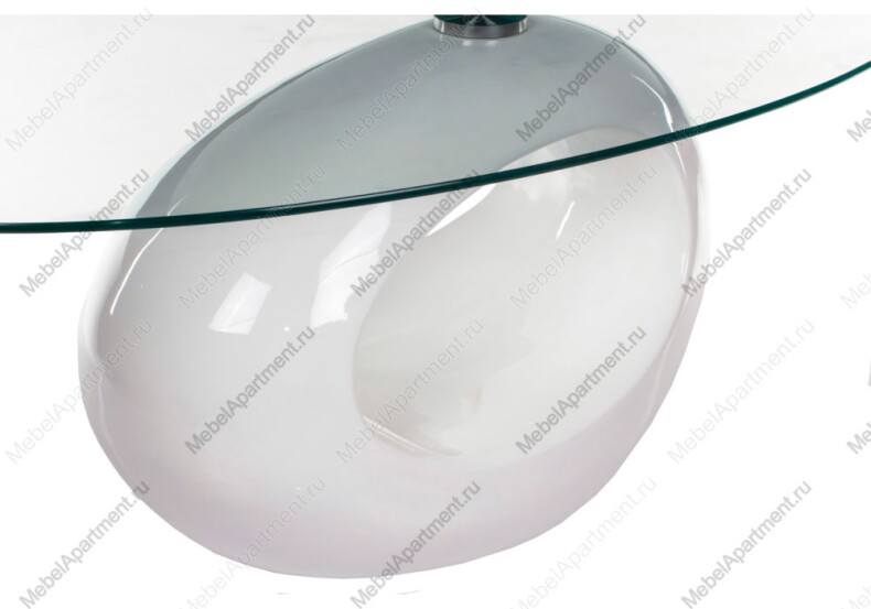 Овальный стеклянный журнальный столик Orfeo с белым подстольем