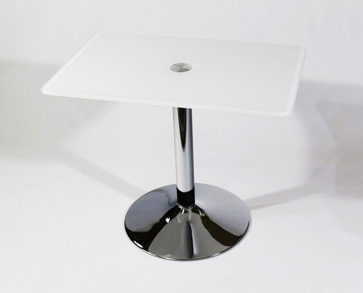 Кухонный стол со стеклянной белой столешницей Троя 10