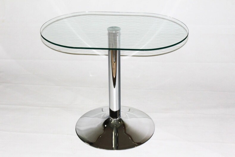 Овальный стеклянный кухонный стол Троя 23 прозрачный