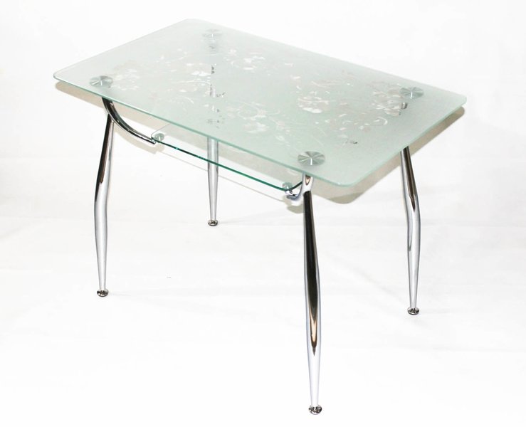 Кухонный стол из стекла Вокал 10 матовый с узором на стекле № 6-П