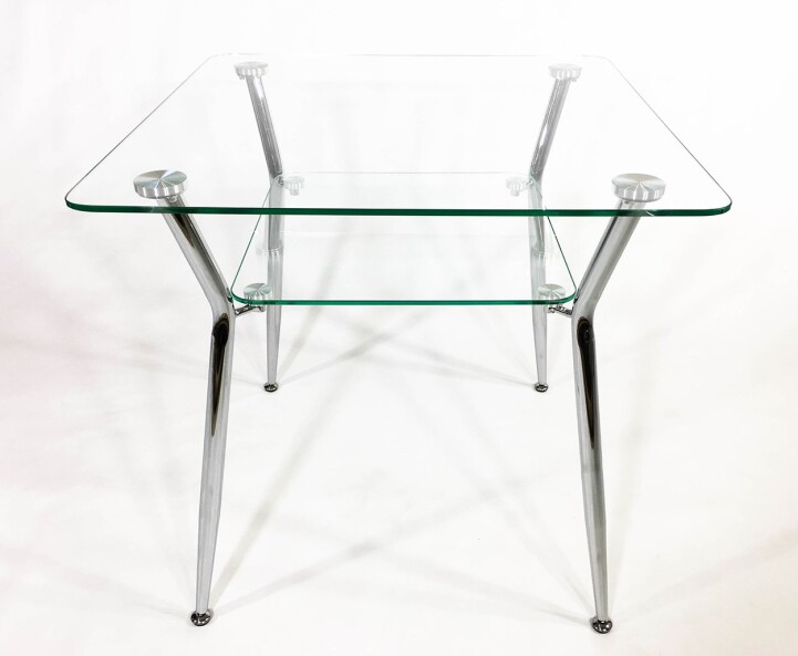 Обеденный стол со стеклянной столешницей Альт 10-К прозрачный