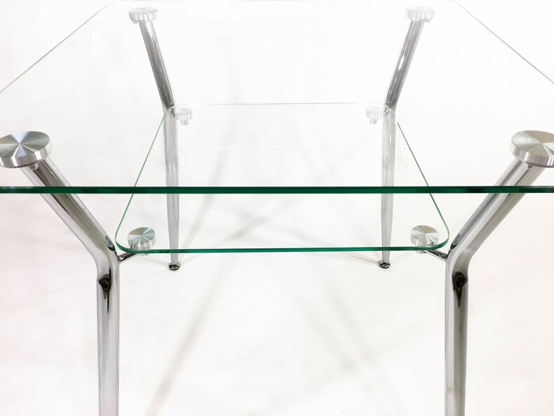 Обеденный стол со стеклянной столешницей Альт 10-К прозрачный