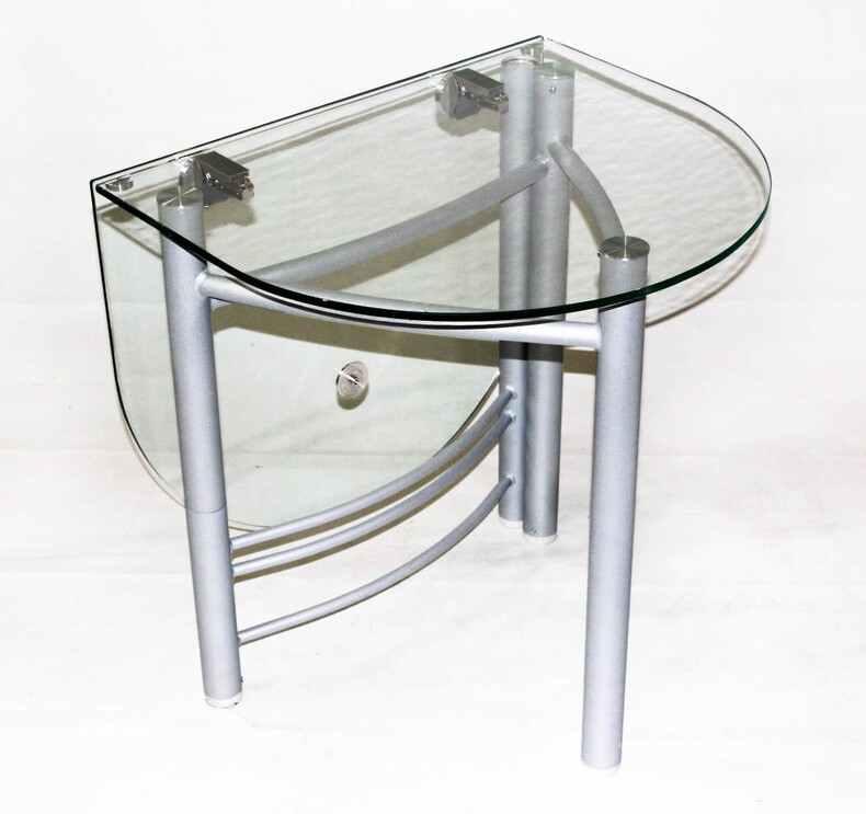 Раскладной пристенный овальный стол из стекла Опус прозрачный