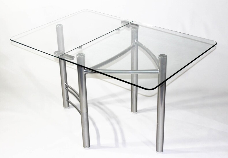 Раскладной пристенный прямоугольный стол из стекла Опус прозрачный