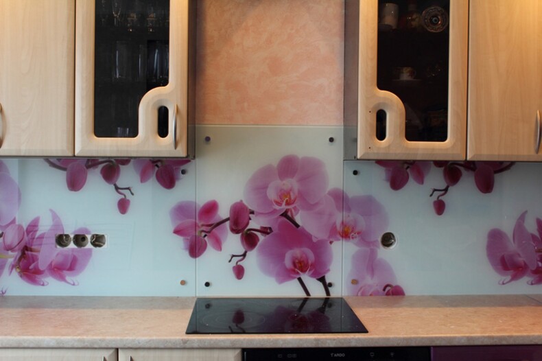 Стеклянный кухонный фартук с фотопечатью FF879 - Цветы