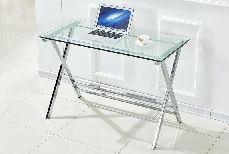 Компьютерный (письменный) стол из каленого стекла F 651 прозрачный