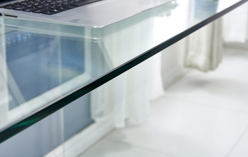 Компьютерный (письменный) стол из каленого стекла F 306 прозрачный