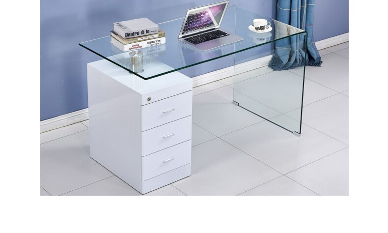 Стеклянный компьютерный (письменный) стол F 306-650 прозрачный