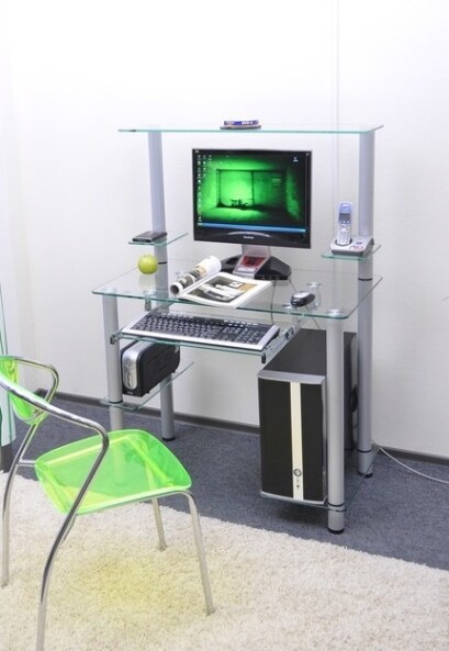 Стеклянный компьютерный стол КС05 прозрачный