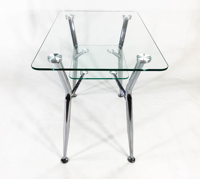 Обеденный стол из стекла Квадро 10 прозрачный/хром