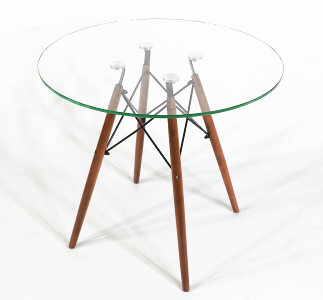 Кухонный стол из стекла с деревянными ножками Eames прозрачный