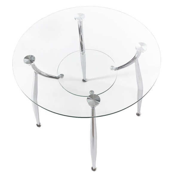 Круглый стеклянный кухонный стол Вокал 18-4 прозрачный