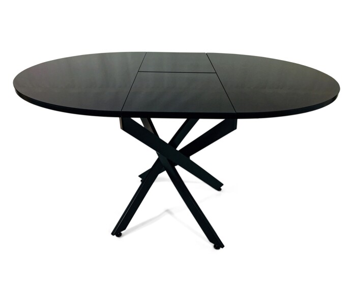 Раздвижной стеклянный стол для кухни Рим черный/черный