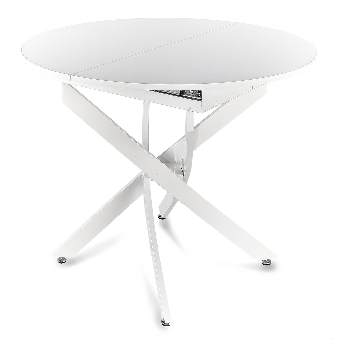 Раздвижной деревянный стол для кухни Рим белый/белый