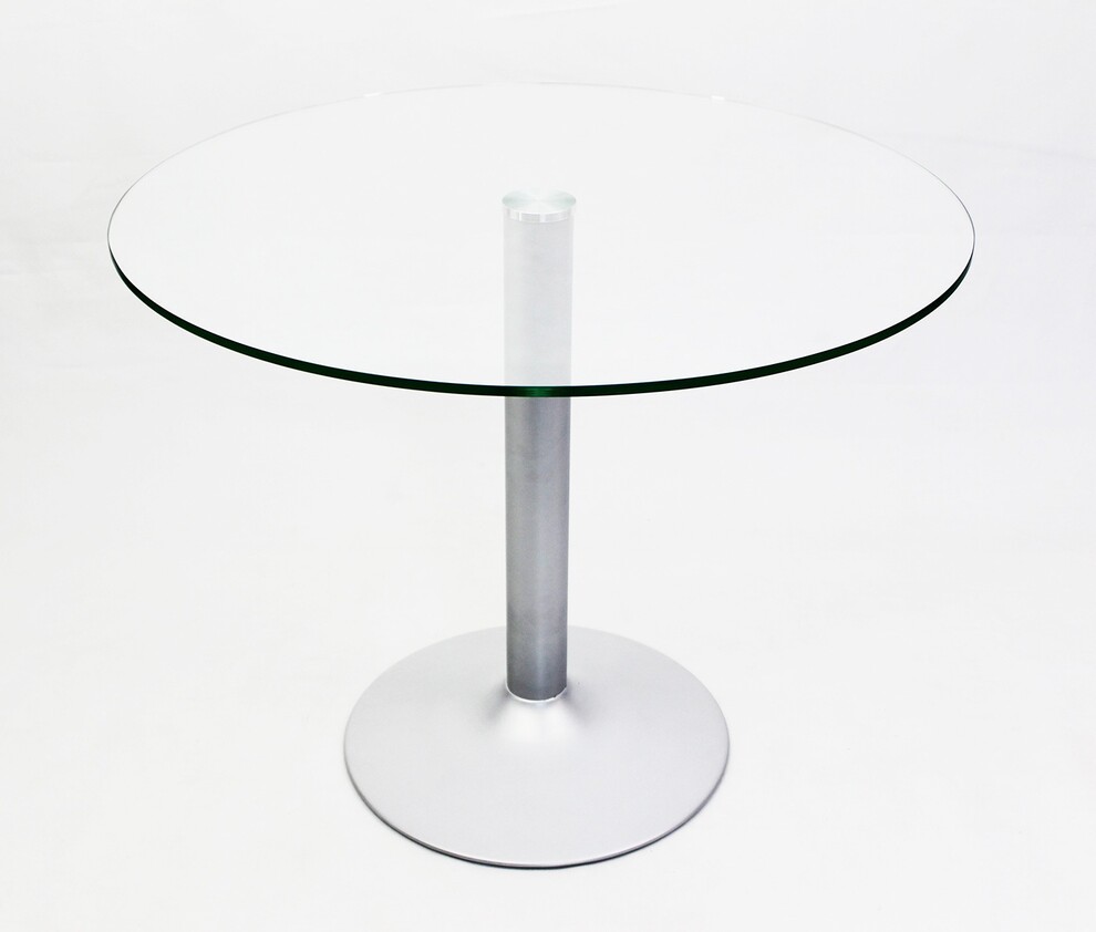 круглый стеклянный стол на одной ножке на кухню