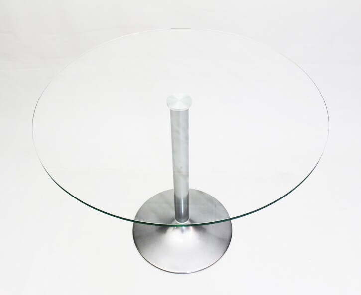Стеклянный обеденный стол Троя 18 прозрачный/серебро